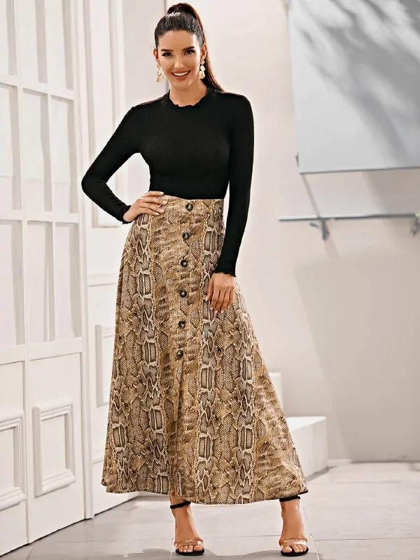 snakeskin maxi skirt