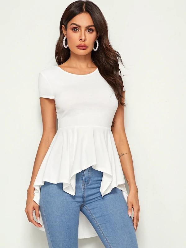 peplum asymmetrical top