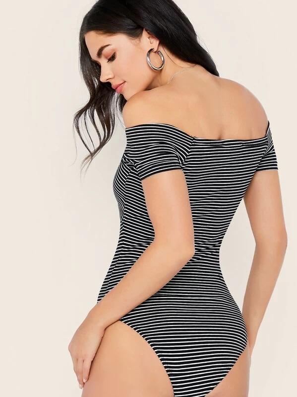 cross wrap off the shoulder bodysuit