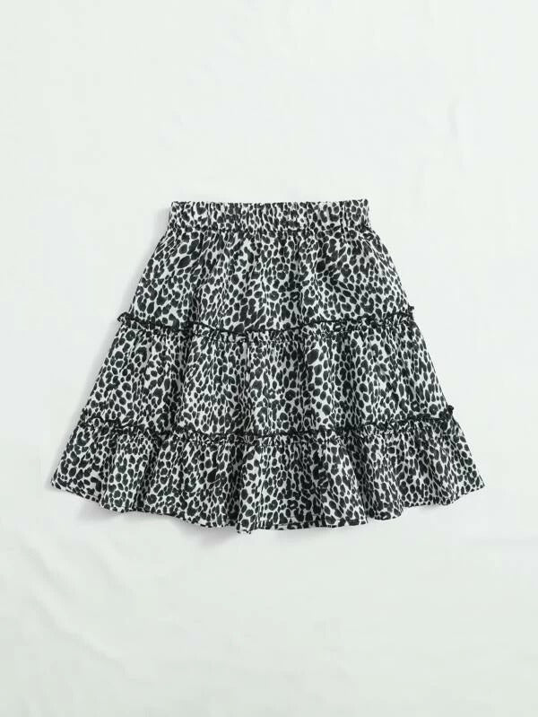 Download Girls Leopard Print Layered Skirt Kidenhouse