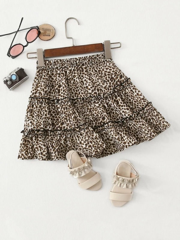 Download Girls Leopard Print Layered Skirt Kidenhouse