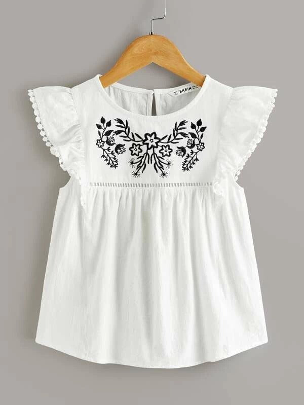 peplum embroidered tops