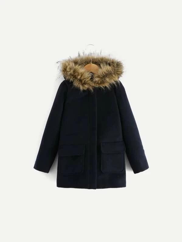 girls faux fur hoodie