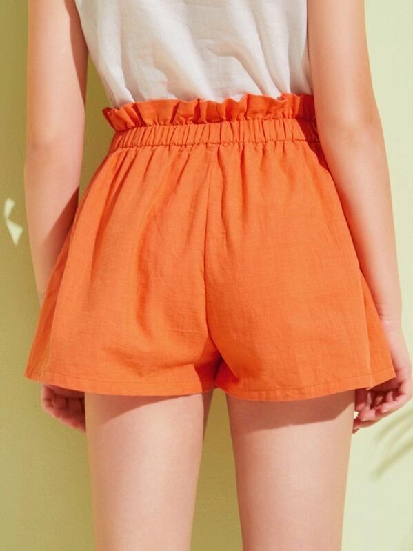 orange paperbag shorts