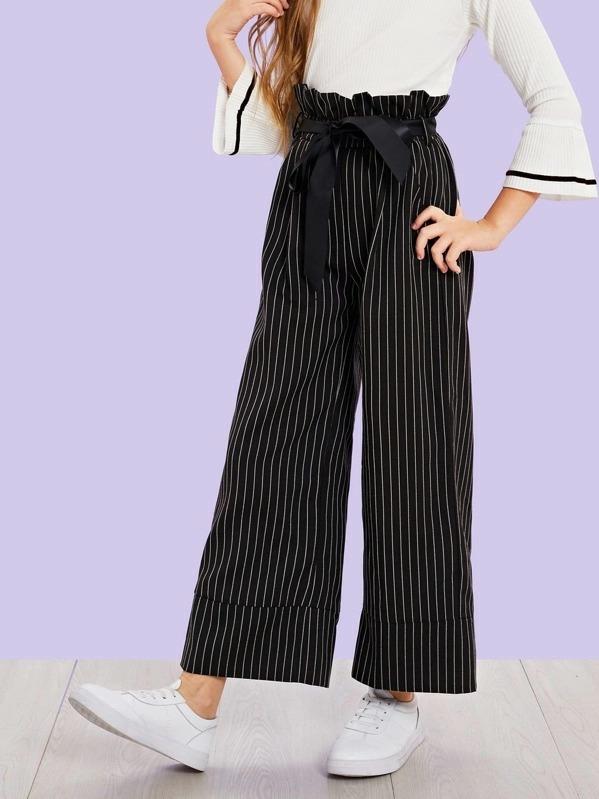 striped belted pants