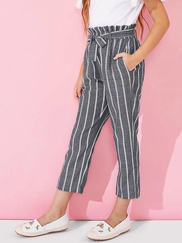 belted striped pants