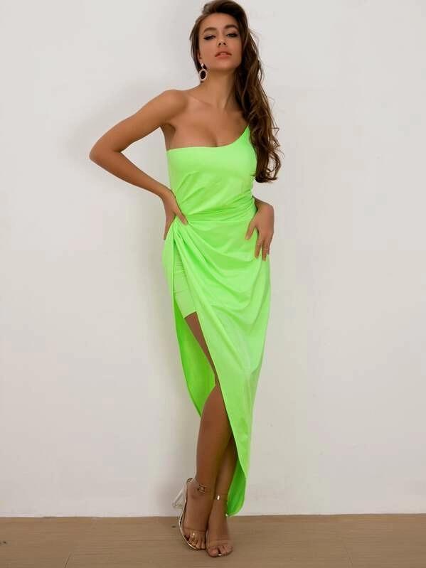 lime one shoulder dress