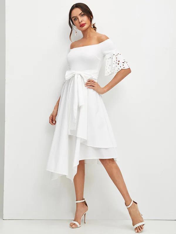 bardot belted dress