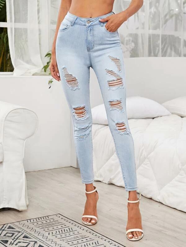 light ripped skinny jeans