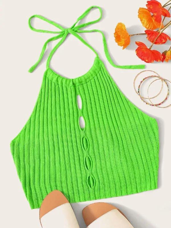 neon green cut out top