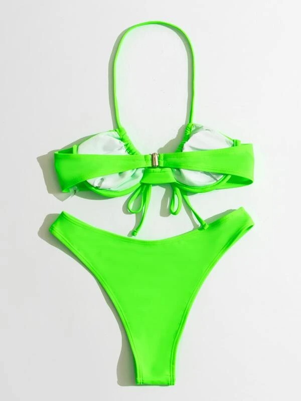 neon green underwire bikini