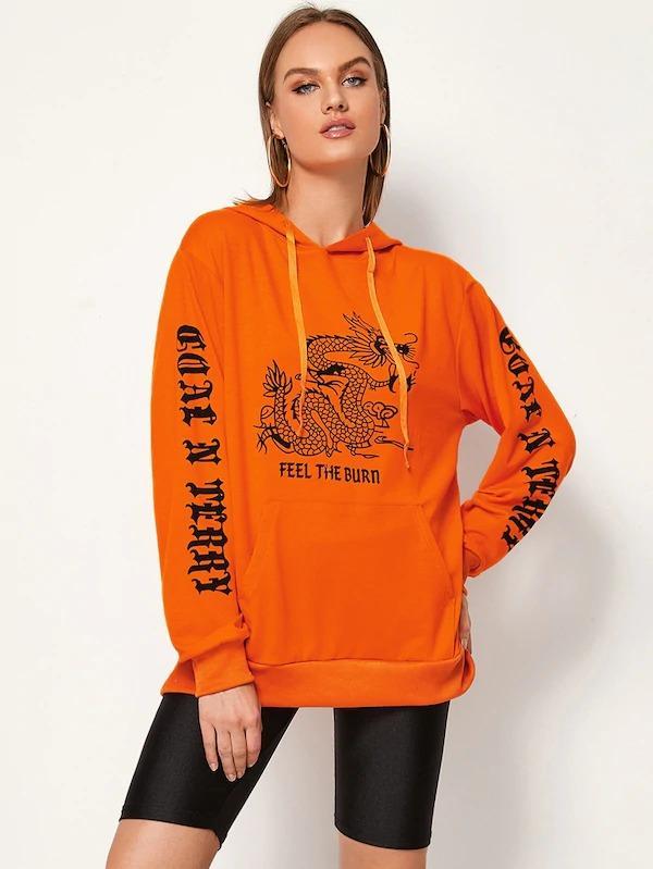 neon orange sweatshirt