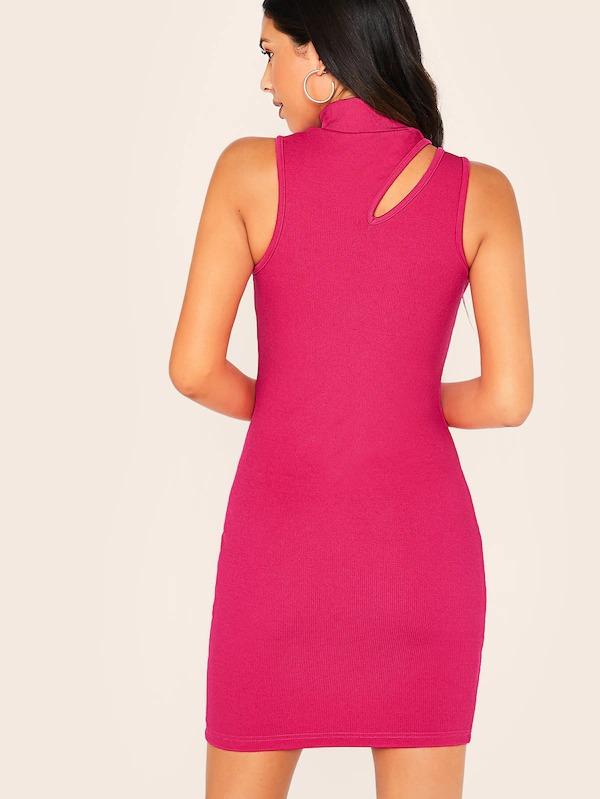 neon pink cut out dress