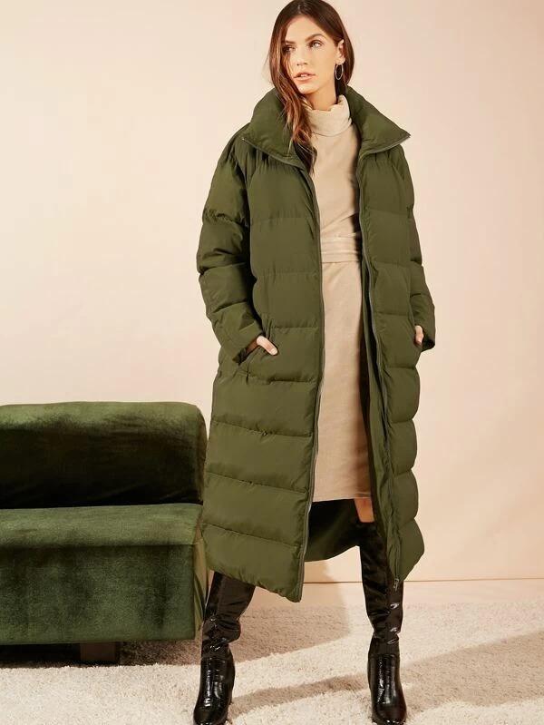 longline puffer coat womens