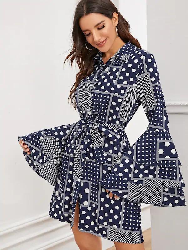 polka dot flounce dress