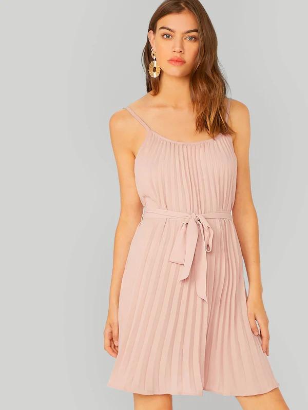 pleated slip dress