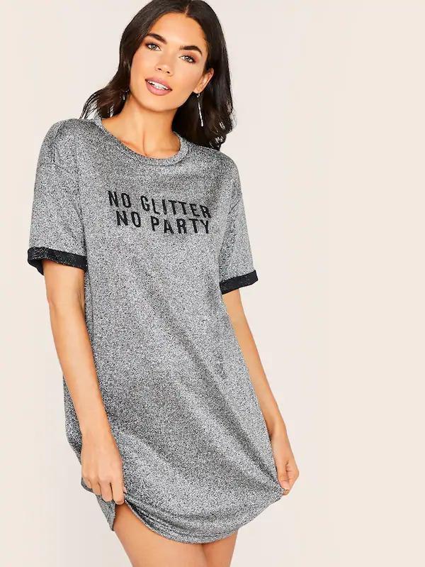 glitter shirt dress