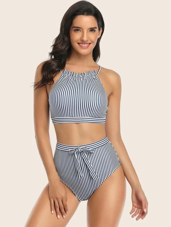 halter top and high waisted bikini