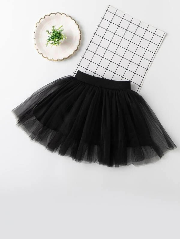 Toddler Girls Elastic Waist Mesh Skirt 