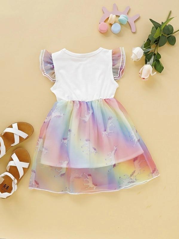 girls rainbow tulle dress