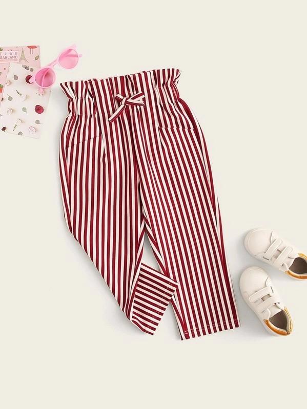 striped paperbag waist pants