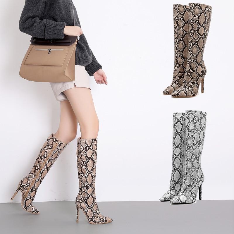 womens knee high snakeskin boots