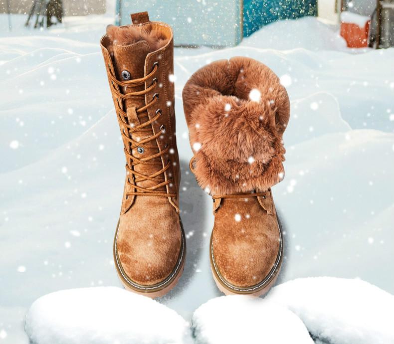 women's lace up snow boots with fur