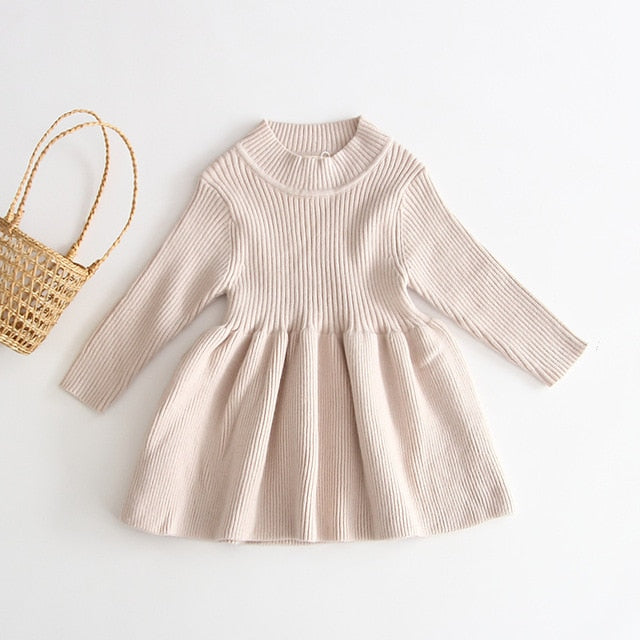 Cute Toddler Girls Wool Knitted Sweater Dress