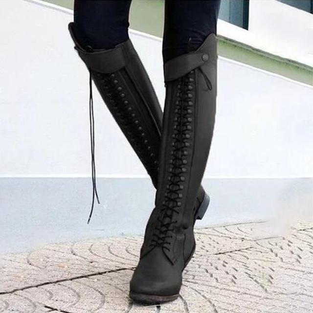 womens knee high boots lace up