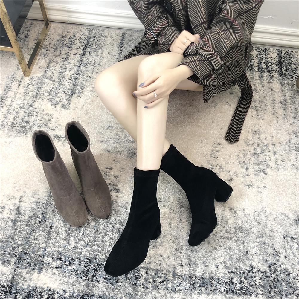 thick heel sock boots