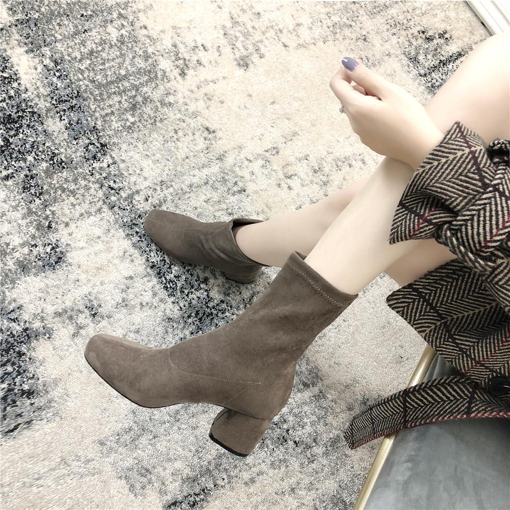 sock booties thick heel