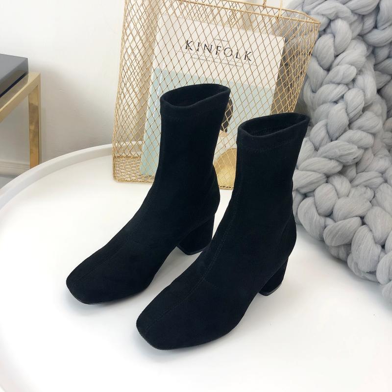sock boots thick heel