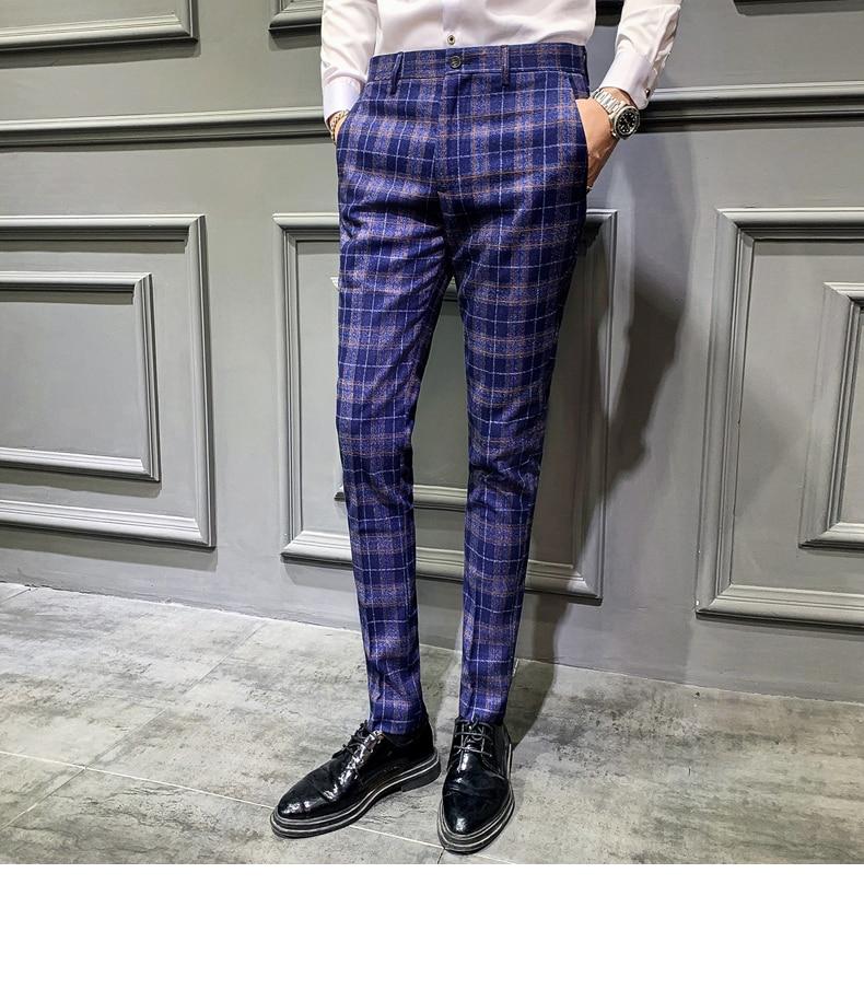 mens slim plaid pants