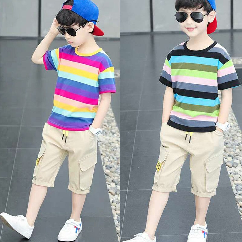 Boys Casual Clothing Sets Striped T 