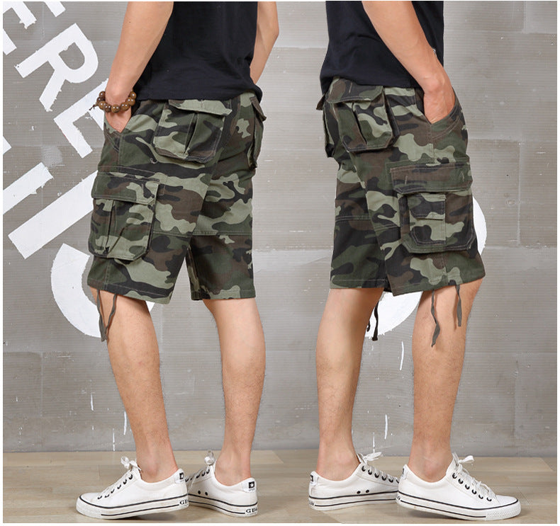 Men Casual Fashion Camouflage Elastic Waist Cargo Shorts