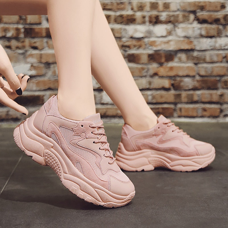 Women Chunky Sneakers Fashion Lace Up 