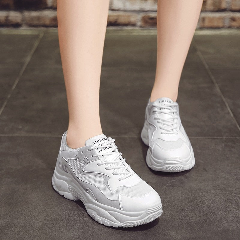 Women Chunky Sneakers Fashion Lace Up 