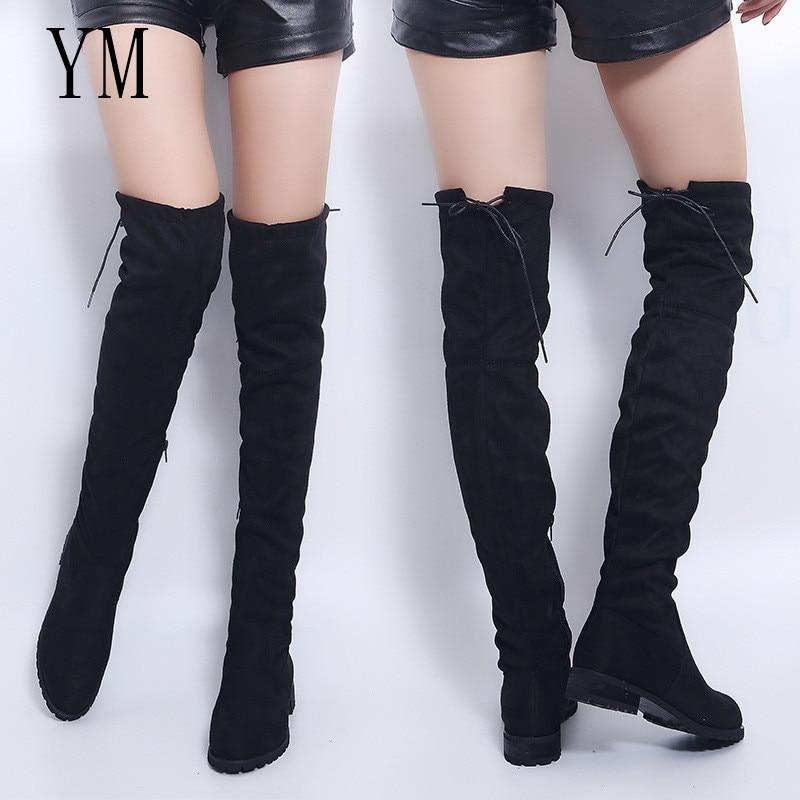 thigh high leather boots flat