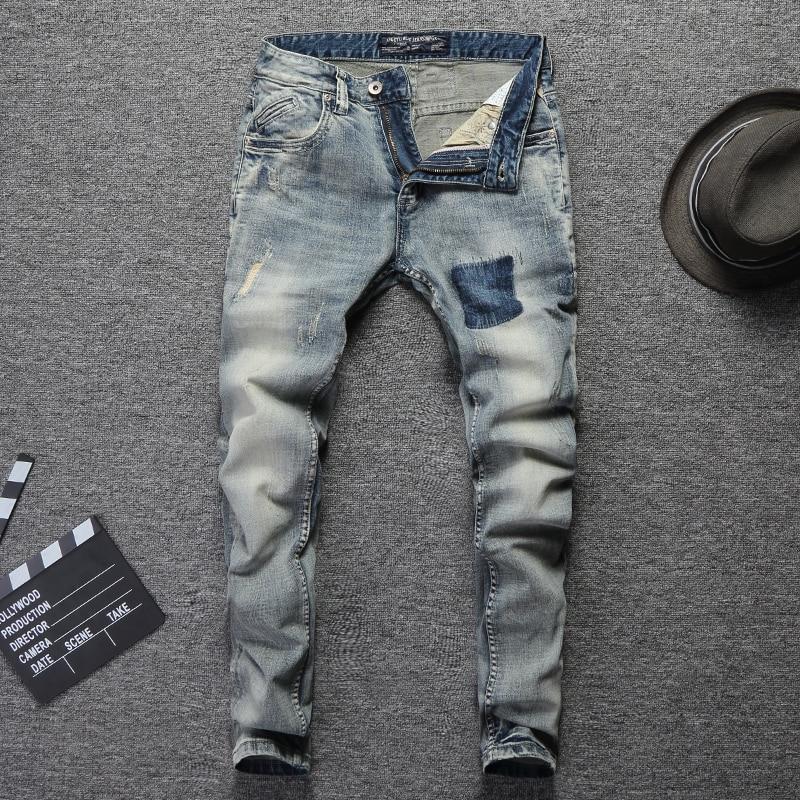 elastic ripped jeans