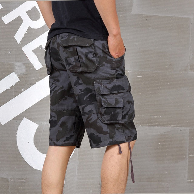 Men Casual Fashion Camouflage Elastic Waist Cargo Shorts