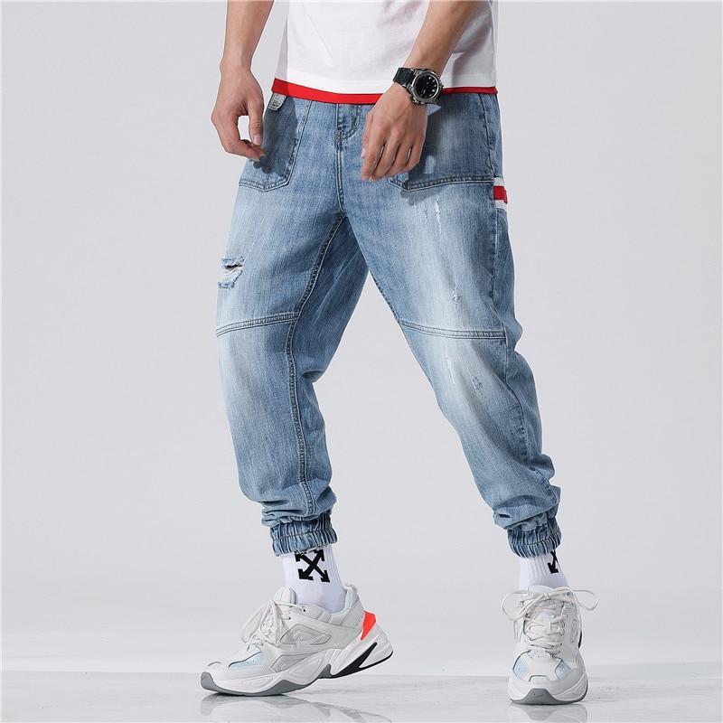 Hole-in men's fashion loose weight light-colored High-end quality jean