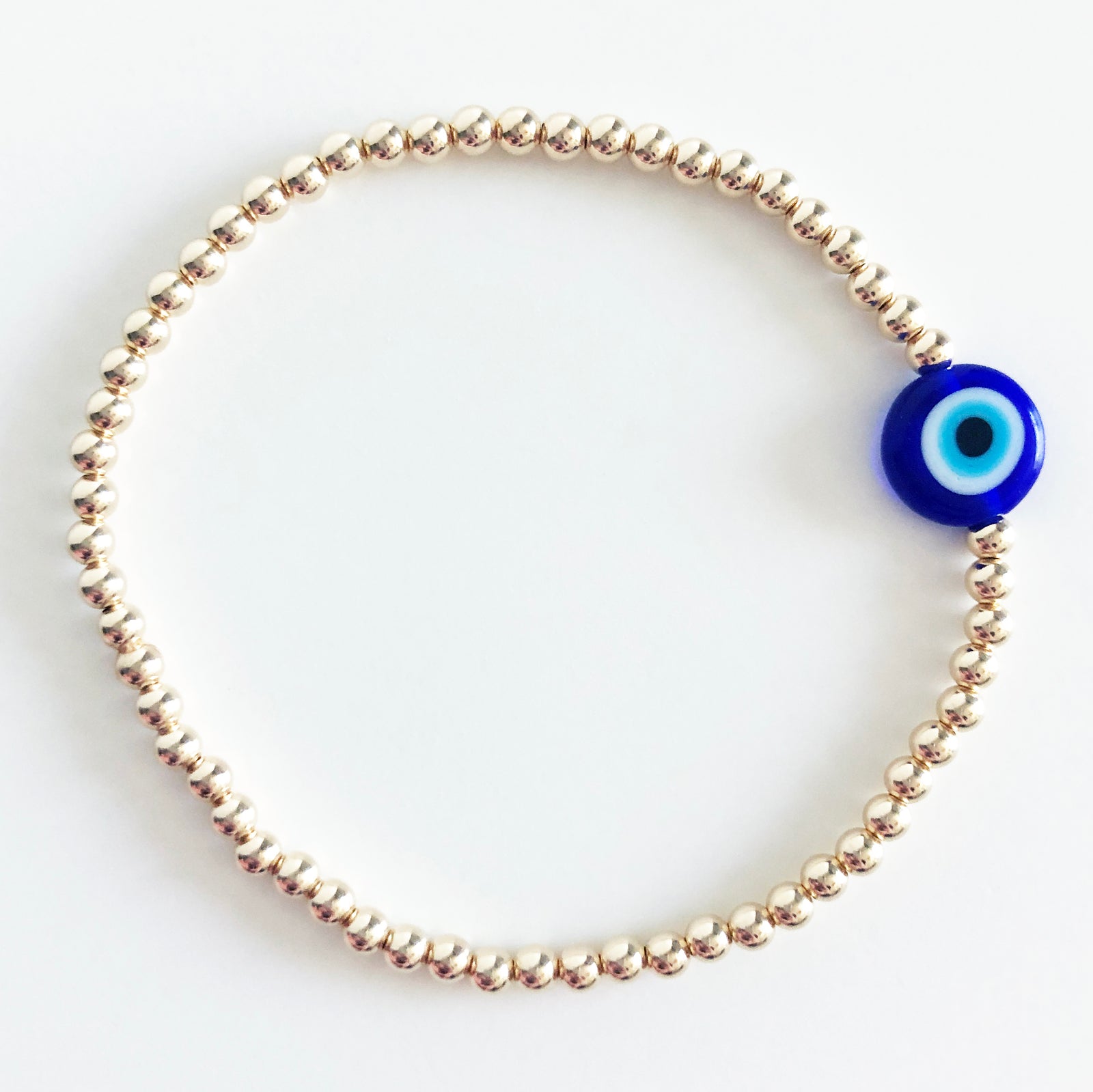 3mm gold evil eye bracelet