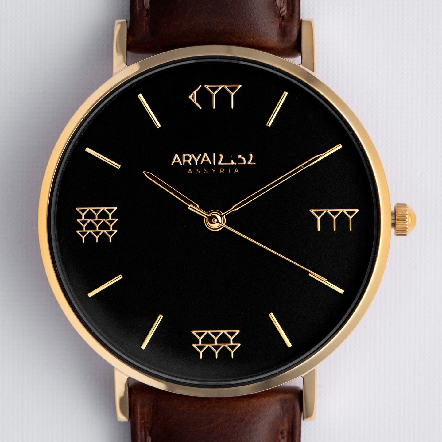 Black and Gold 36 mm Brown Leather Arya Watch