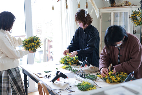 ミモザリース・レッスン・プリザーブドフラワー教室・花と木の実cocochiya／長野・小布施