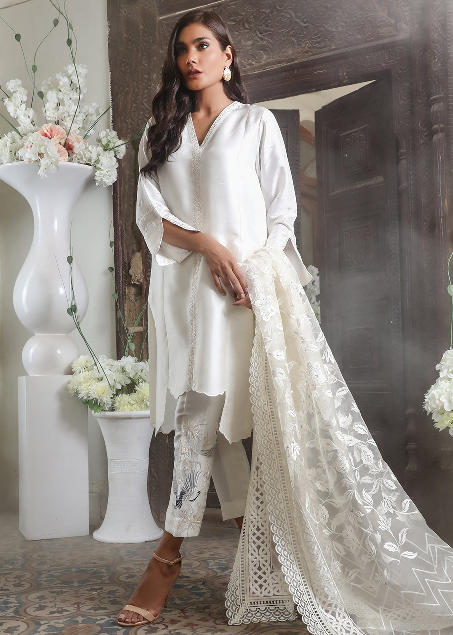 Raw Silk Pants With Lace – Ammara Khan