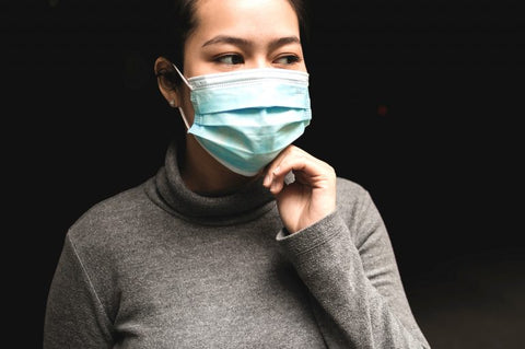 Woman wearing disposable medical mask