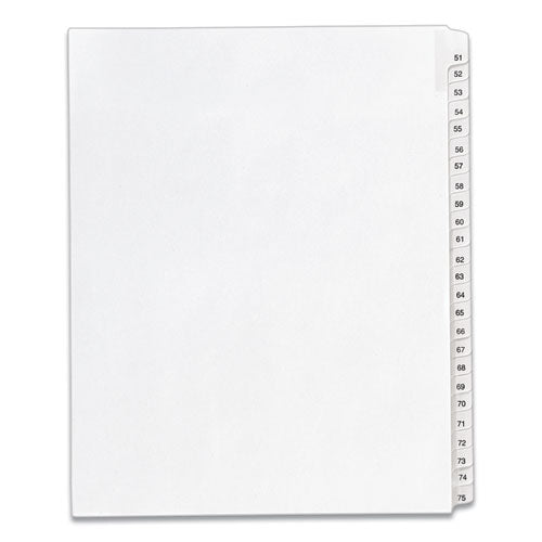 Avery® wholesale. AVERY Preprinted Legal Exhibit Side Tab Index Dividers, Allstate Style, 25-tab, 51 To 75, 11 X 8.5, White, 1 Set, (1703). HSD Wholesale: Janitorial Supplies, Breakroom Supplies, Office Supplies.