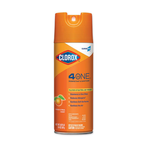 CLOROX 4 in 1 Disinfectant And Sanitizer, Citrus, 14 Oz Aerosol Spray