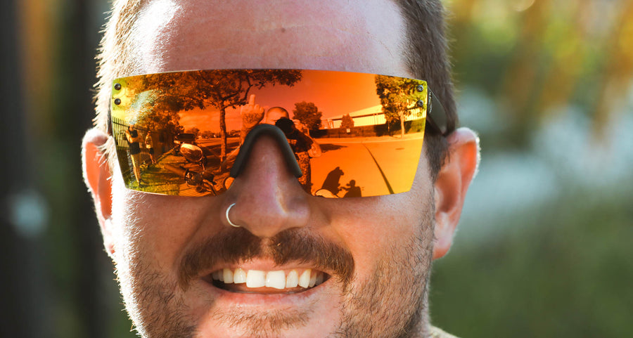Lazer Face Sunglasses: Reactive Z87 in Rose Gold