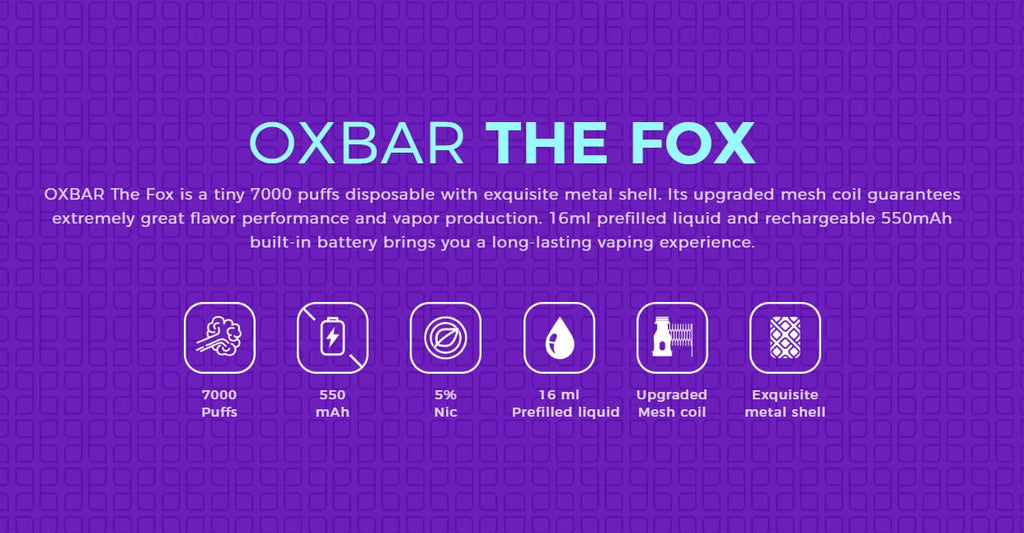 OXVA OXBAR THE FOX DISPOSABLE VAPE (7000 PUFFS) UAE Dubai